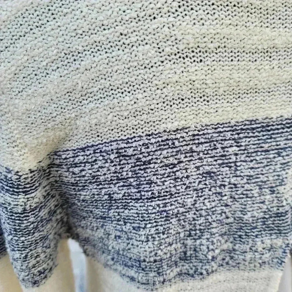 Calvin Klein Jeans Womens Striped Split-Back Sweater Contrast Ivory Gray M - Picture 7 of 12